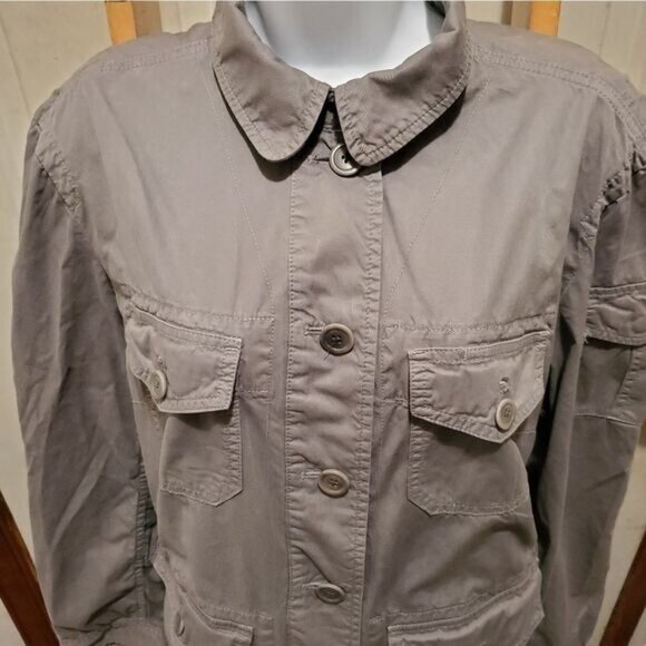 J. Crew Jacket Medium Utility Classic Twill Chino Pockets Preppy Coastal Tomboy - Picture 2 of 8